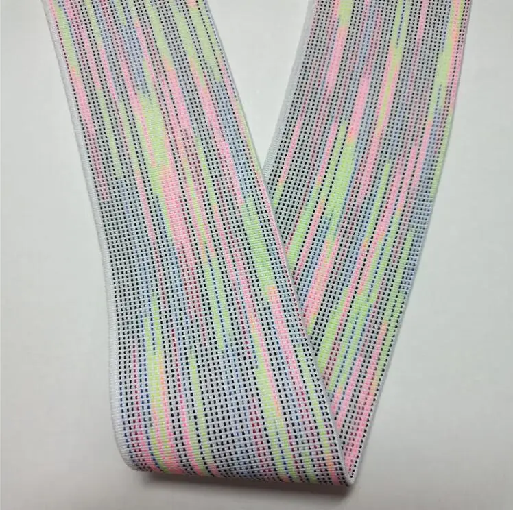 50 Yards Width 40MM Plain Weave Colorful Gap Gradient Rainbow Pants Clothes Sew Elastic Band Diy Accessory A0129L
