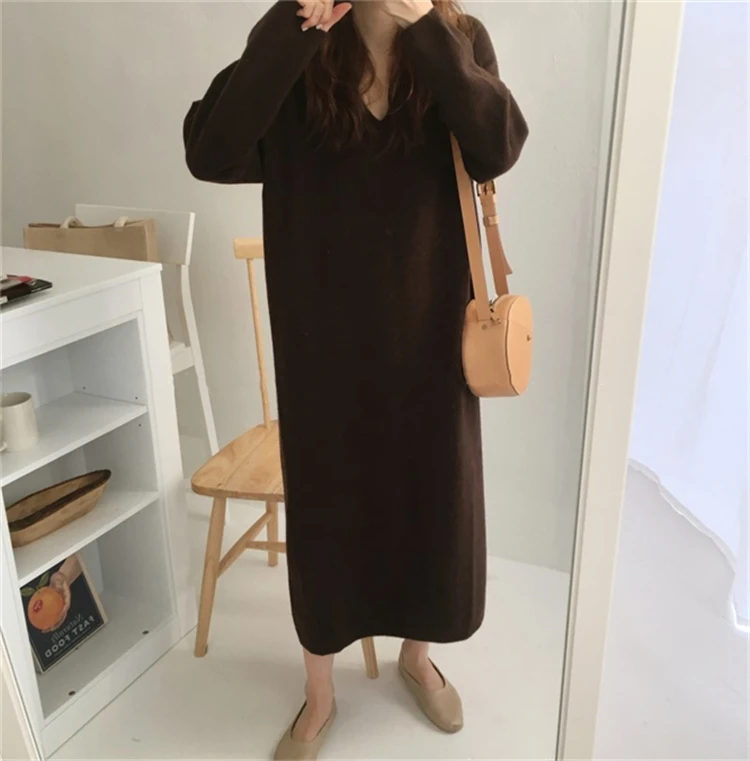 Tanie Colorfaith nowy 2019 jesień zima kobiety suknie dzianiny prosto moda fantazyjna łąka elegancki Casual jednolita w rozmiarze m kobieta DR8185