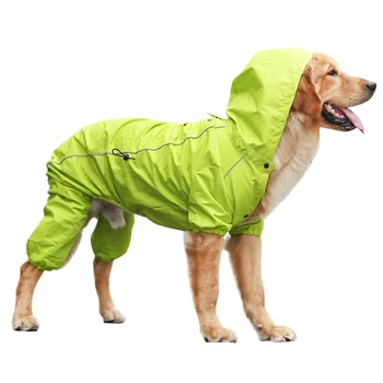 

Large Dog Raincoat Hooded Golden Retriever Clothes Medium Big Dog Rain Coat Costumes Waterproof Jumpsuit For Labrador Husky Gree