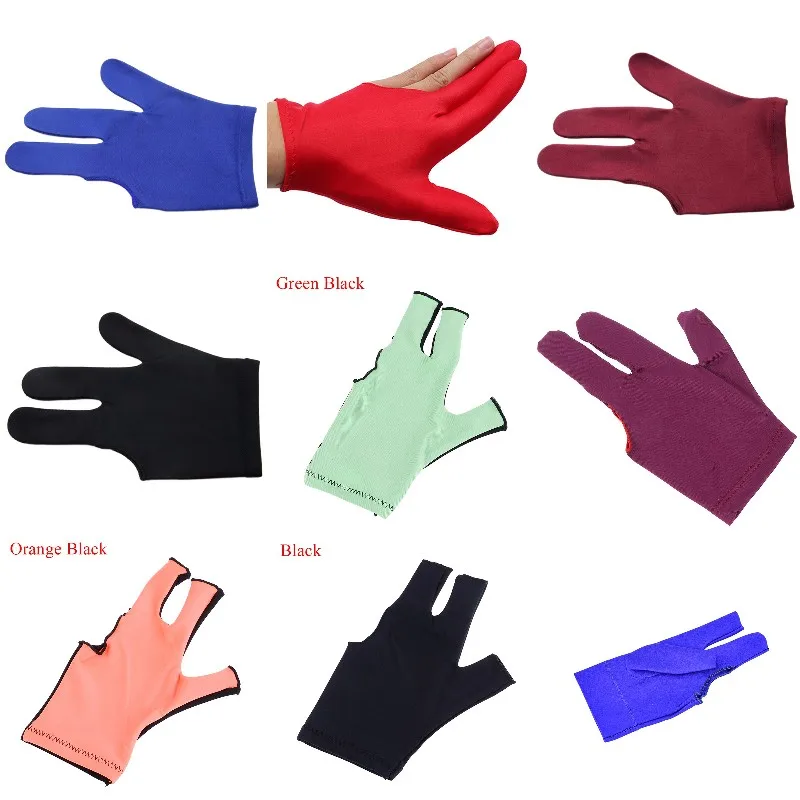 

1pc Three Fingers Full-Finger Snooker Pool Cue Billiard Glove For Left Hand Lycra Fabrics Pure Color Billiard Accessory