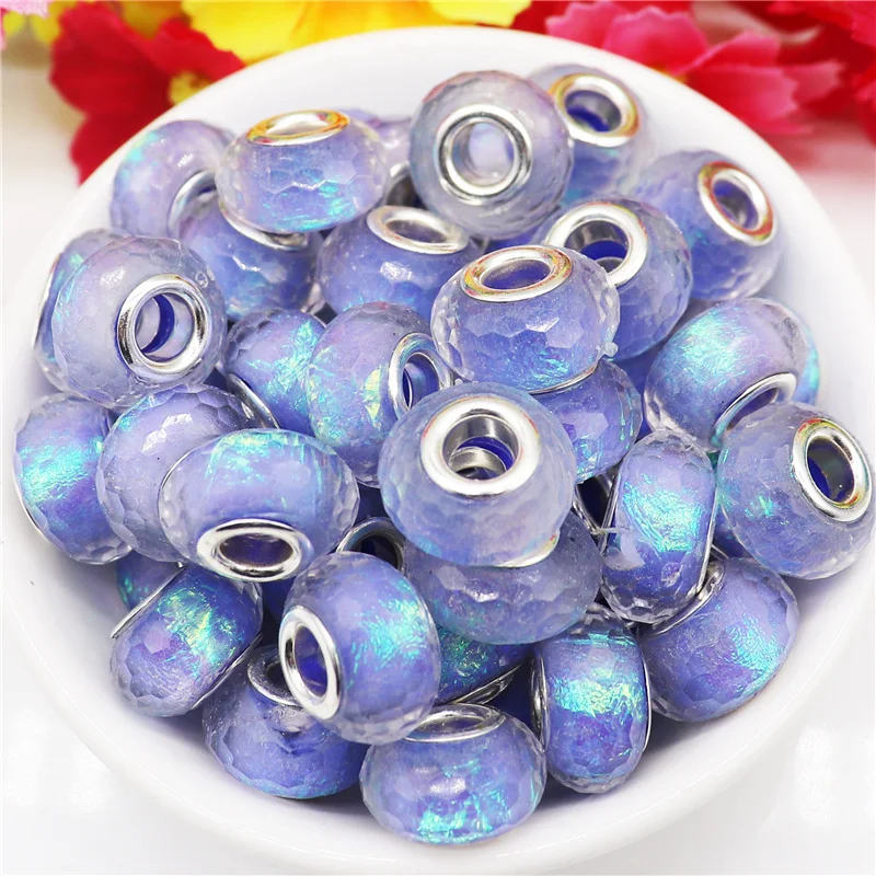 10Pcs Wholesale Luminous Large Hole Murano Glass Beads Bulk Fit Pandora  Bracelet Necklace DIY Cord Key Chain for Jewelry Making - AliExpress