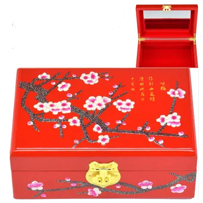 Vintage Chineses Handmade Silk jewelry Box Fabric Gift Case Square Rose 