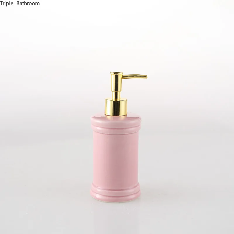 1 Pc 300ml Ceramics Soap Dispenser European Style Pink Lotion Container Bathroom Wristband Hand