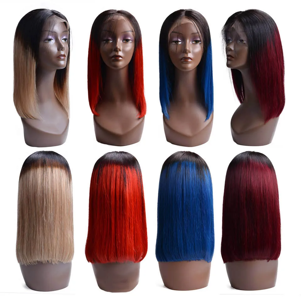 

13*4 Lace Front Human Hair Wigs For Black Women Ombre Human Hair Wig Remy Brazilian Short Bob Lace Front Wigs With Baby Hair