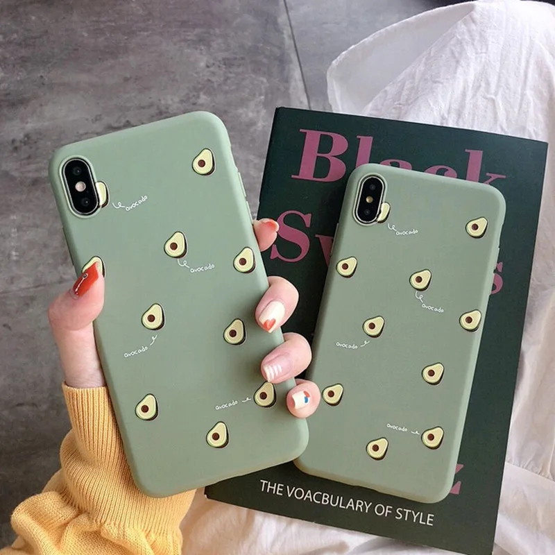 

Phone Cases For iPhone 6 6s 7 8 Plus Soft TPU Quotes Summer Matcha Green Avocado Phone Case For iPhone X XR XS Max