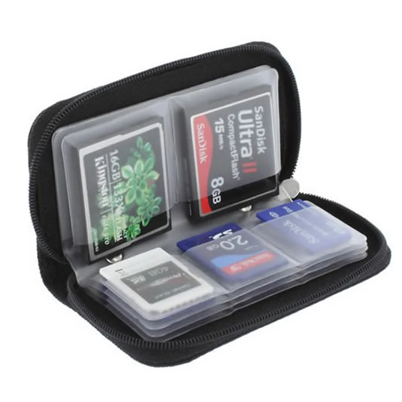 Organizador De Tarjetas De Memoria Con 22 Ranuras - Compatible Con SD, MicroSD, CF Y Más, Color Naranja