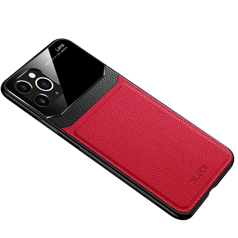 red Для Apple iphone 11 чехол роскошный кожаный+ Прочный чехол для телефона защитная задняя крышка чехол для iphone 11 Pro Max iphone 11 11pro чехол для телефона - Цвет: red