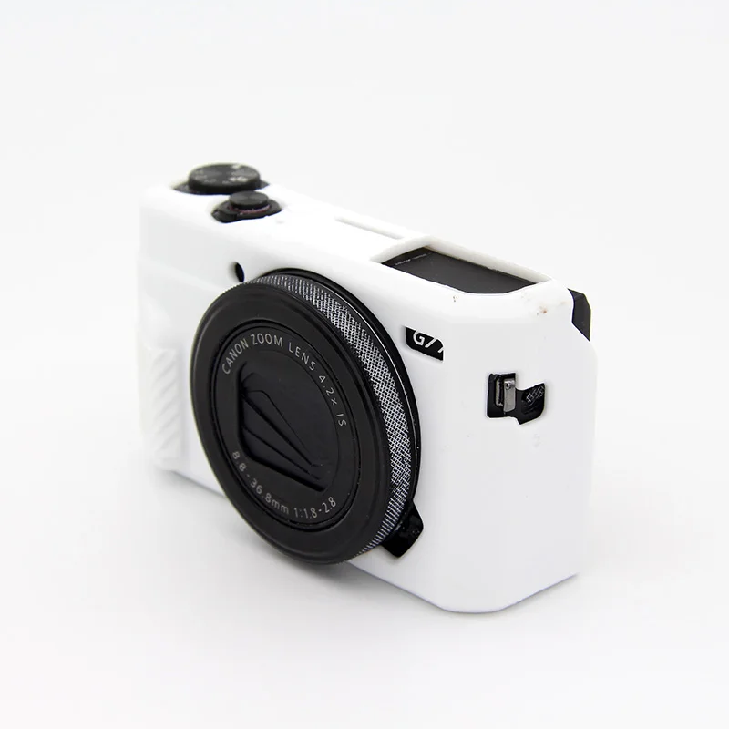 Чехол для Камеры силиконовый чехол для камеры Canon G7X Mark 2 G7X II G7X2 G7XII защитный чехол для корпуса сумка с крышкой объектива 8 цветов - Цвет: Белый