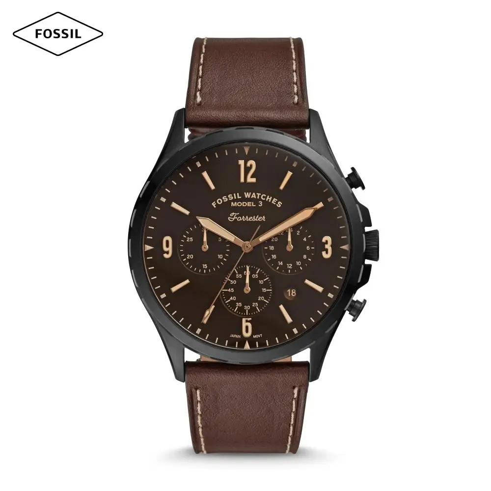 Мужские наручные часы Fossil FS5608 с ремешком из натуральной кожи и хронографом |