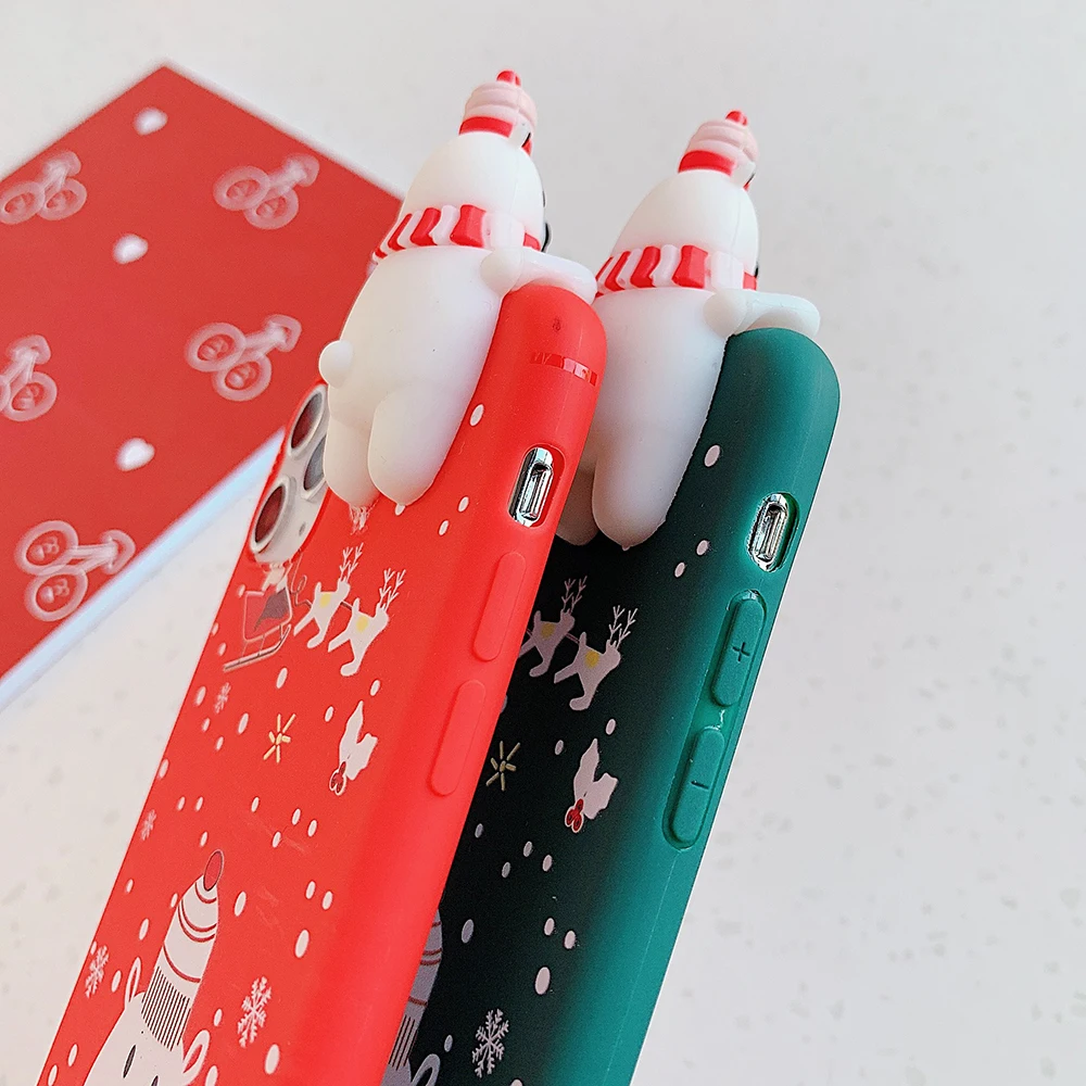 3D мультяшный Олень чехол для телефона с рождественским рисунком для iPhone 11 Pro Max XR XS Max 7 8 6S Plus чехол Санта Клаус Лось Мягкий ТПУ чехол для телефона подарок