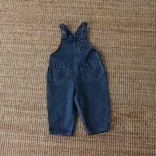 Джинсовые комбинезоны для маленьких мальчиков и девочек, джинсовые комбинезоны для малышей, Детский комбинезон с карманами, длинные детские штаны, одежда