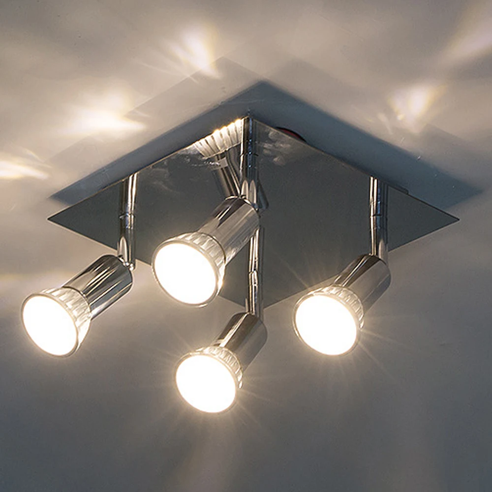 

12W GU10 LED Ceiling Light Mirror Four Head Adjustable Ceiling Light Bedroom Living Room