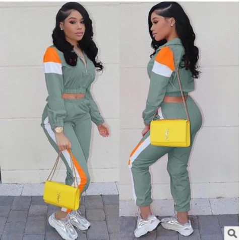 Сексуальный комплект из двух предметов размера плюс,, топ и штаны, одинаковые комплекты, спортивный костюм для женщин, 2 предмета, Клубная одежда для бега, Femme Roupas LD8274 - Цвет: Зеленый