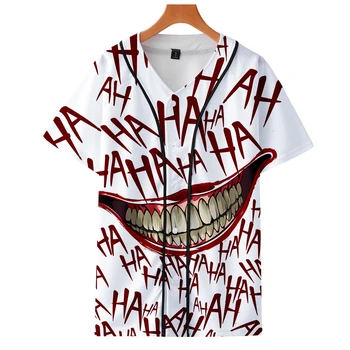 

Halloween 3d Baseball Shirt Haha Joker Men Horror Cartoon Summer Short Sleeve Baseball Shirt Men Harajuku Movie Shirt Funny
