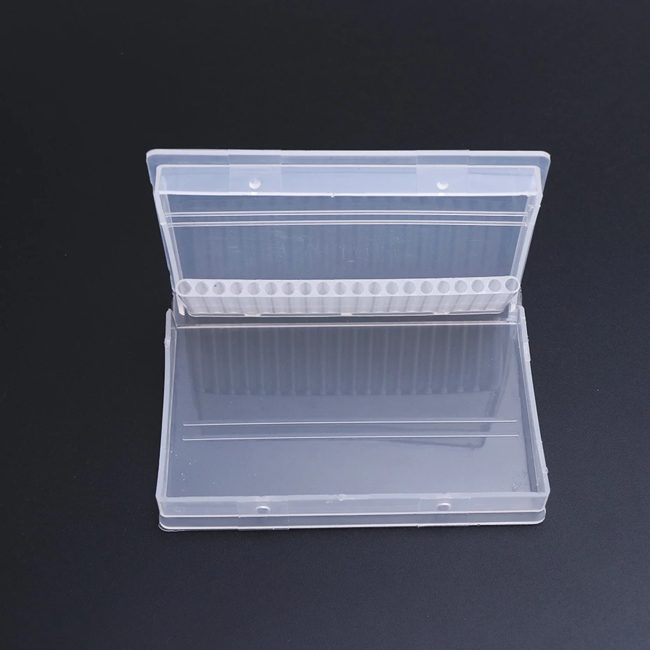 20 Holes Clear Plastic Nail Drill Bits Storage Box For Drill Holder Stand Mill Cutters Machine Accessories Manicure Tool LAA35-1