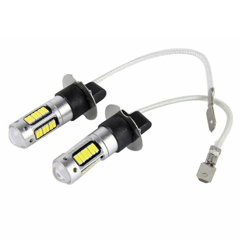 2 X LED Bulbs H3 6000K Super White Fog Driving Lights 360°Beam Angle Daytime Running Light DRL 1800LM/Bulb ambient lighting car