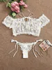 Women Sexy Lace Daisy Lingerie Bra Set Transparent Erotic Top Thong Push Up Bikini Sets Underwear Suit Exotic Apparel Femenina ► Photo 3/6