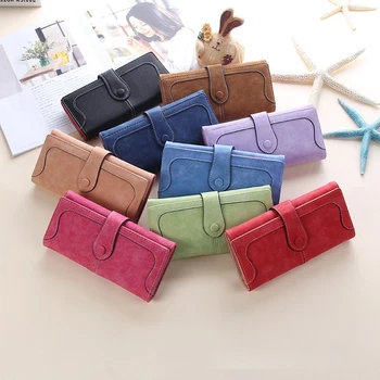 

Retro Scrub Faux Suede Long Wallet Women Matte Leather Lady Purse High Quality Female Wallets Card Holder Clutch Dropshipping