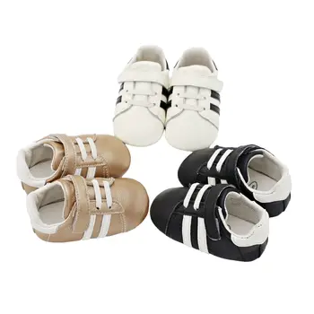 

Baby Shoes Cow Leather Shoes Sports Sneakers Newborn Baby Boys Girls Stripe Pattern Shoes Infant Toddler Soft Anti-slip Shoes