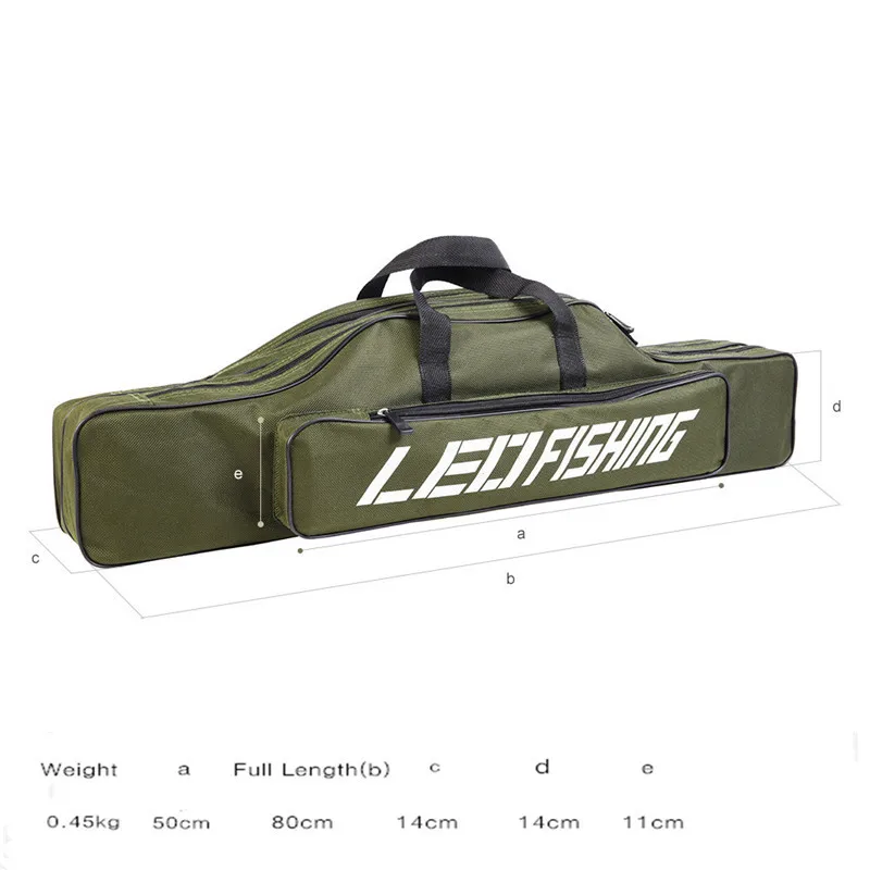 80cm Double Layer Canvas Fishing Bag Outdoor Collapsible Portable Fishing Rod Carrier Fishing Pole Tools Reel Gear Storage Case (4)_
