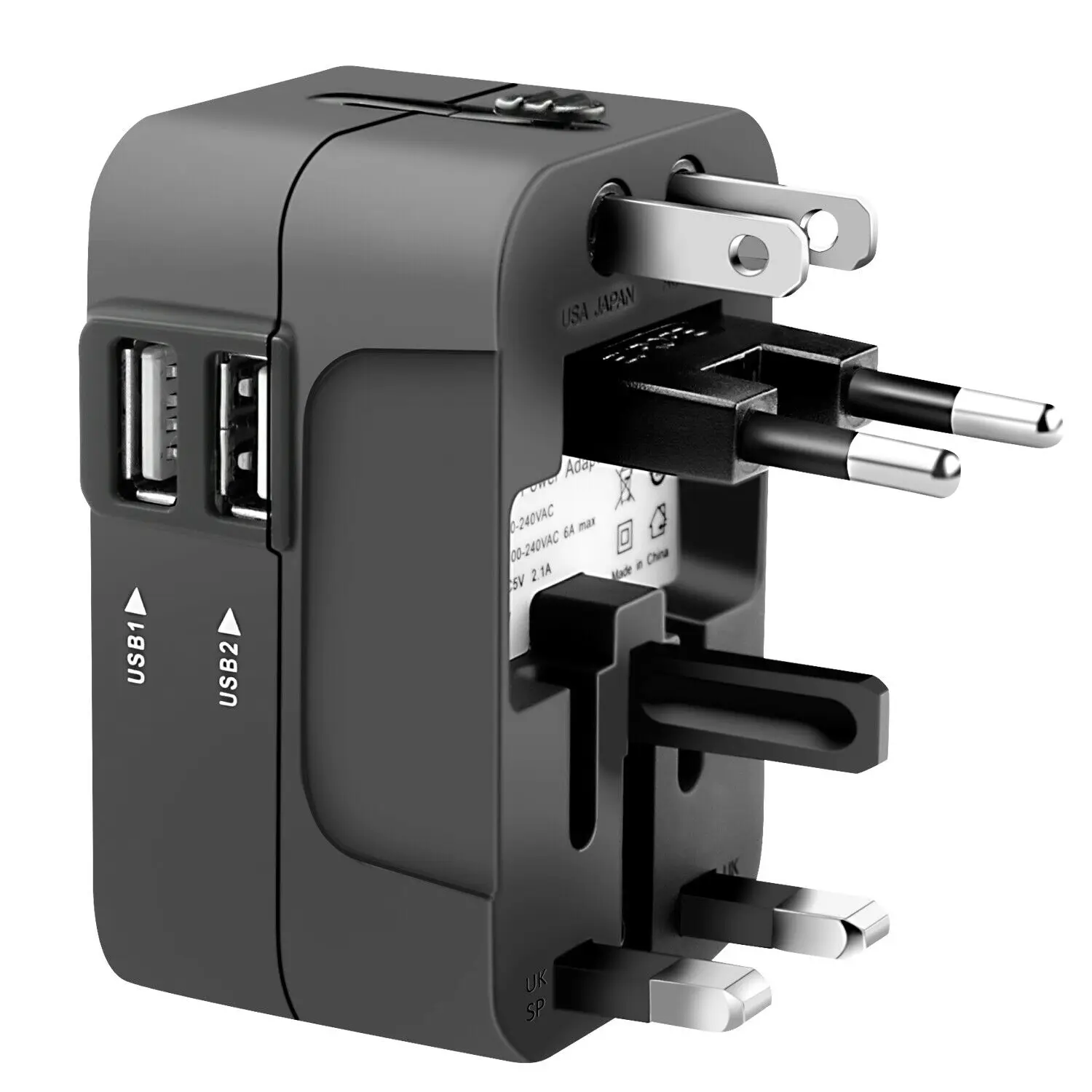 Универсальный дорожный адаптер с 2 USB-портами 1 шт. зарядное устройство