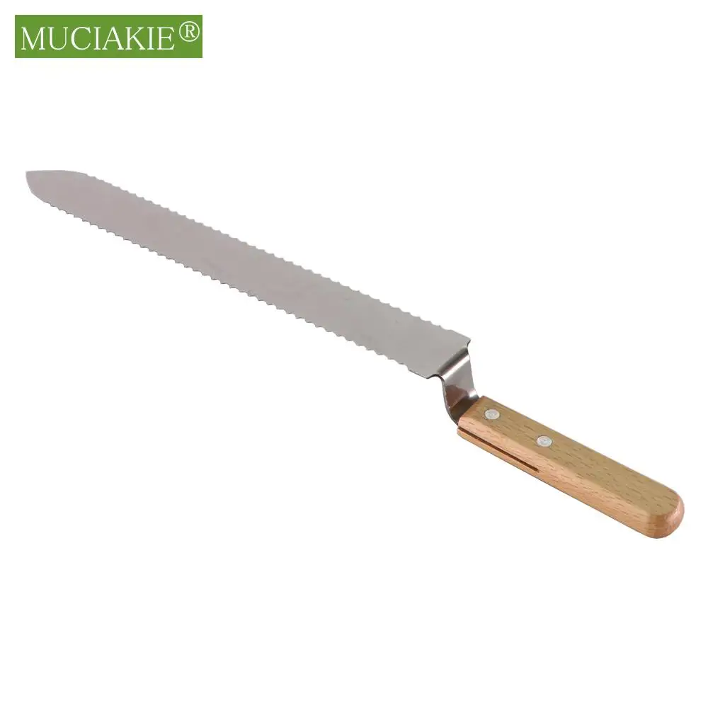 Honey Cutting Knife with Wooden Handle Stainless Steel Blade Beekeeping Tool Flat Mouth Single And Double Tooth Edges To Choose beekeeping tools,beekeeping accessories,beekeeping knife
