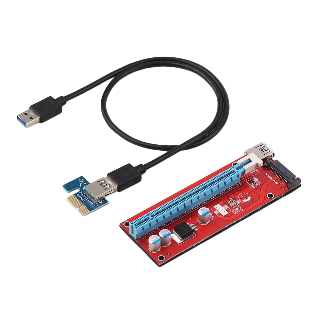 

PCIE Express 1X to 16X Extender Riser Card Cable 15 PIN Adapter Converter Extender With 0.6M USB3.0 Cable