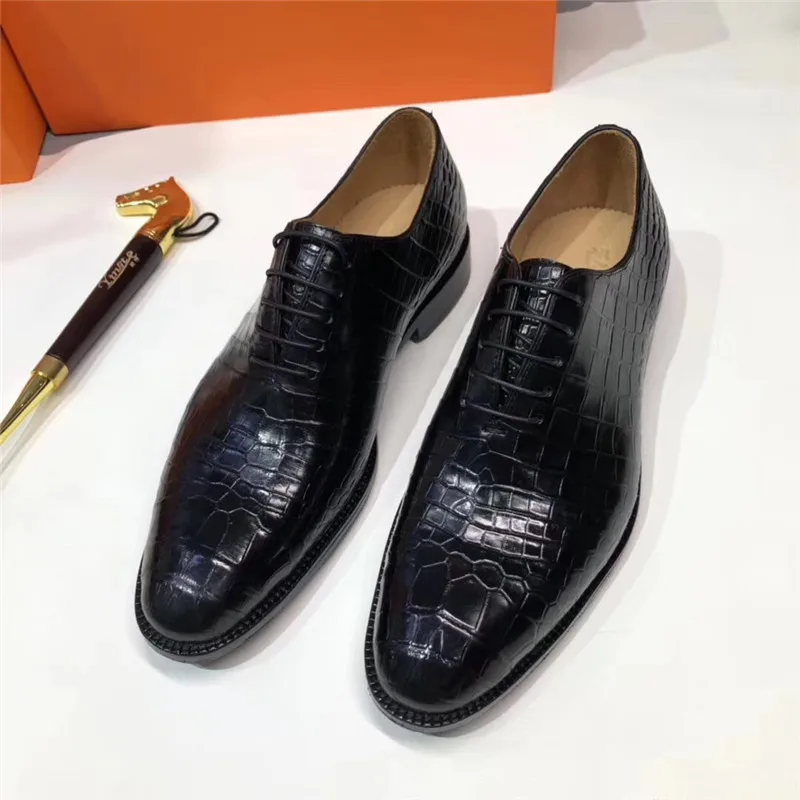 

Business Formal Style Authentic One-piece Crocodile Belly Skin Men Dress Shoes Genuine Alligator Leather Male Black Lace-up Shoe