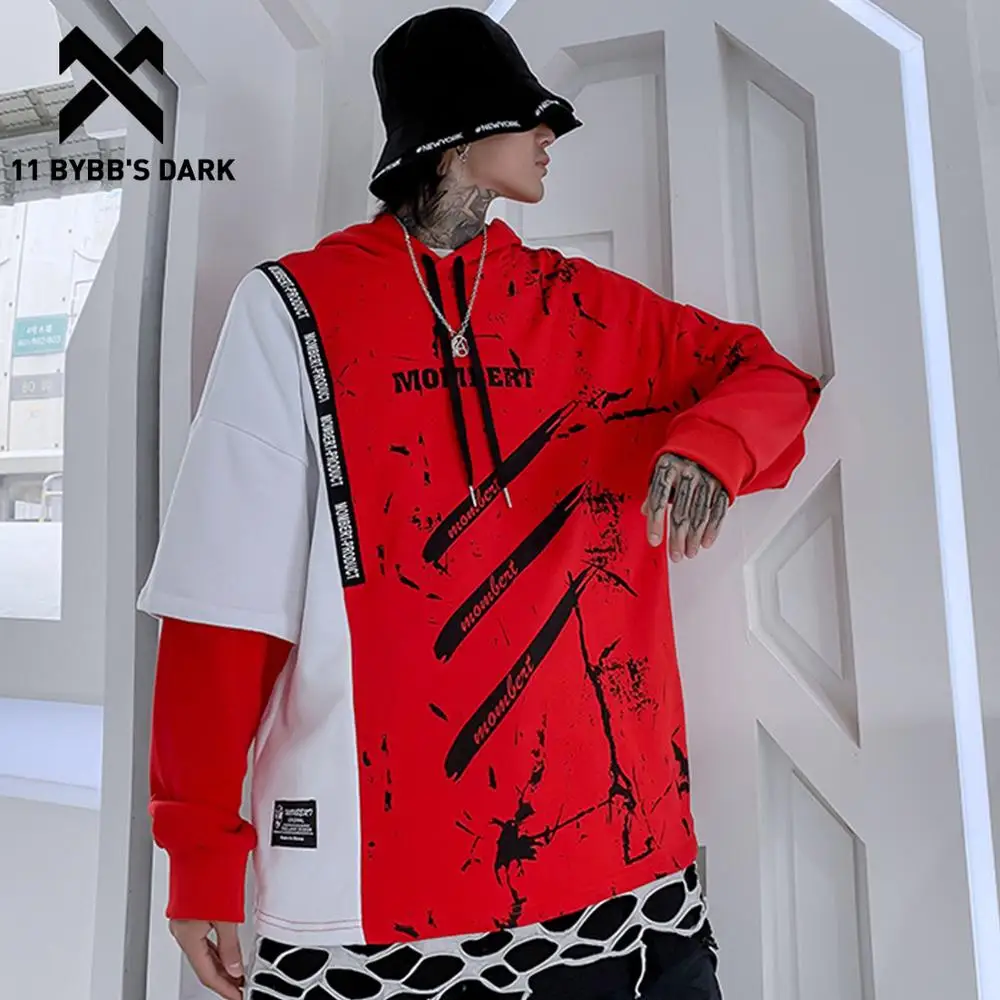 Мужская толстовка с капюшоном 11 BYBB'S DARK Color Block Prined 2020 Harajuku Хип-Хоп пуловер Модные