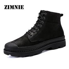 ZIMNIE/модные мужские ботинки высокого качества; сезон осень-зима; мужские модные ботинки на шнуровке; мужские ботинки из натуральной кожи; Botas; Рабочая обувь