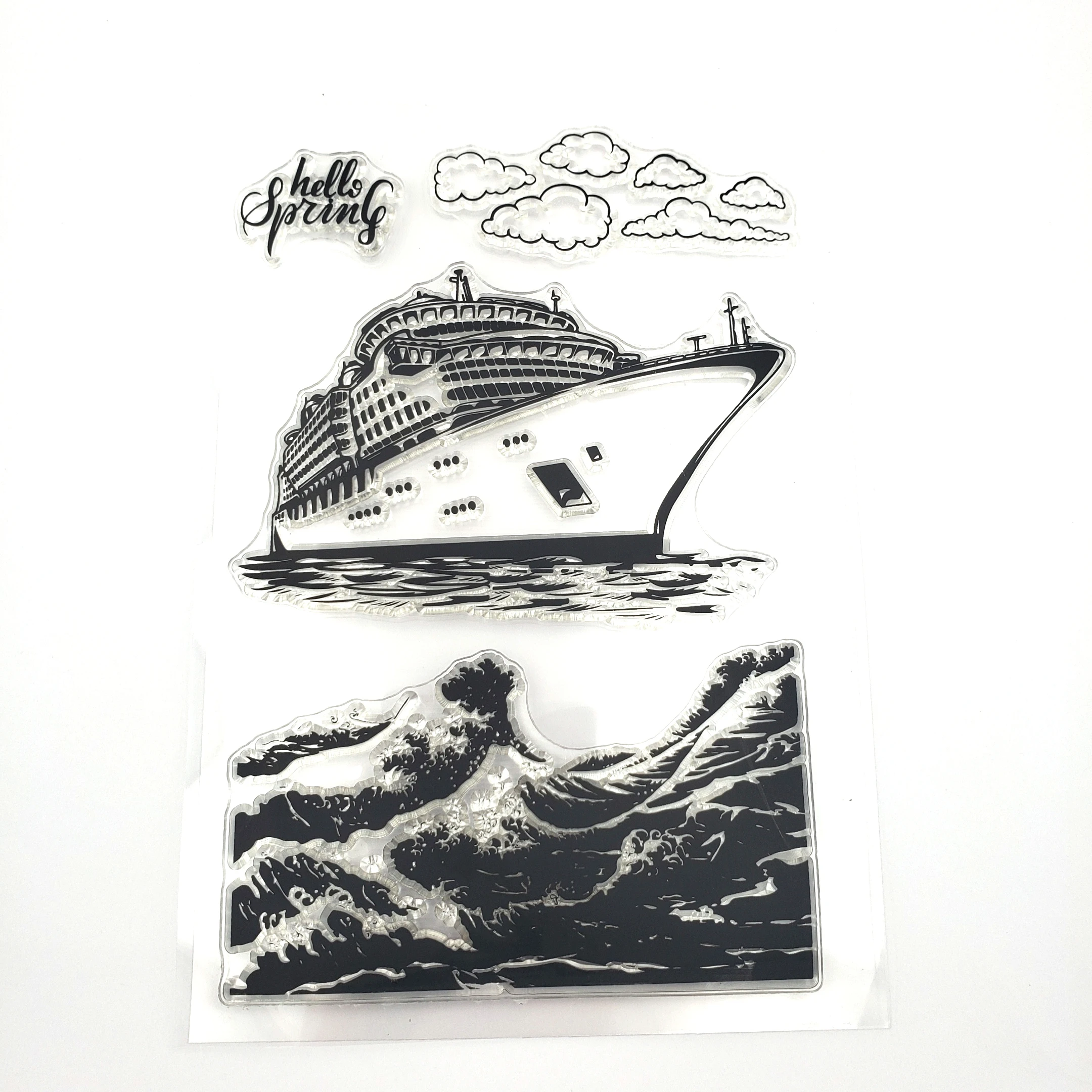 

JCarter Clear Rubber Stamps for Scrapbooking Cruise Ship Spray Stamp Silicone Seals Craft Stencil Album Card Make Decor Sheet