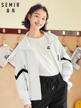 

SEMIR Jacket women 2020 spring new coat loose Korean casual sports wind hit color retro trend ins