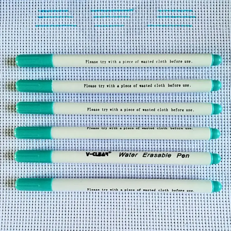 White Color Water Soluble Pen 6 Pcs Wasable Ink Pen For Cross Stitch Textile Erasable Marking Pen Fabric Marker DIY Needlework - Color: 6 pcs Blue Pen