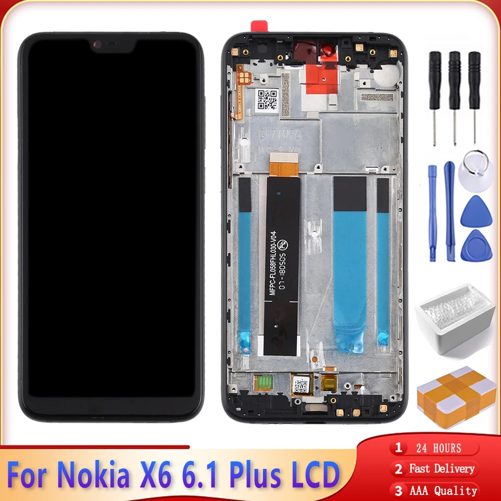 Оригинальный ЖК-дисплей с рамкой для Nokia X6 6 1 Plus сенсорный ЖК-экран дигитайзер
