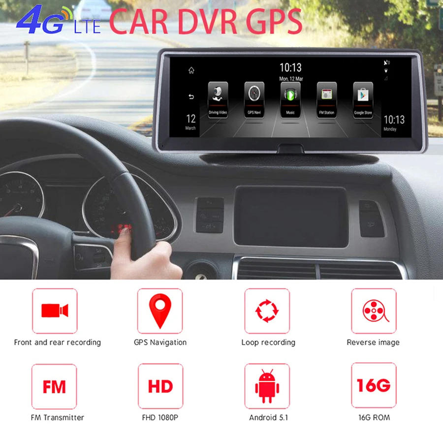 " ips 4G Автомобильный видеорегистратор камера Android GPS навигатор dvr ADAS Автомобильный видеорегистратор 1080P HD камера ночного видения камера заднего вида