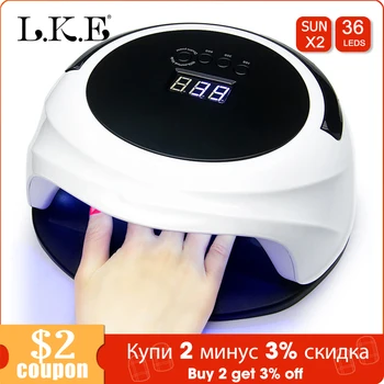 

LKE SUN X2 UV Lamp 36 pcs Dual Light LEDs UV lamp Portable Professional LCD display Nails Tools Nail Dryer For All Gel Polish