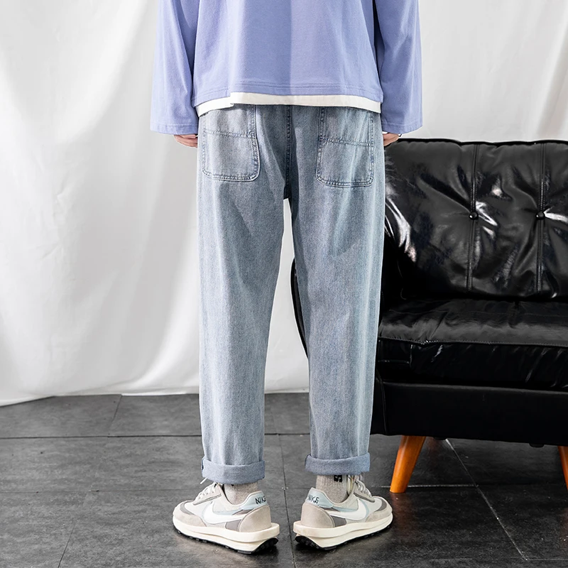 Blue Jeans for Men Fashion Classic Baggy Denim Jeans Pants Elasticity Pants Japanese Streetwear Designer Trousers Male Casual