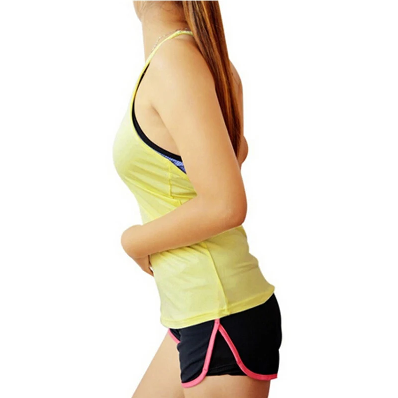 Ladies Elastic Quick Dry Vest Solid Color Cotton Casual Training Shirts Fitness Running Jogging Yoga Sports Gym Comfortable Vest