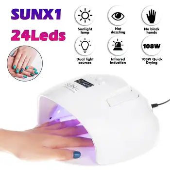 

Nail Dryer 108W UV LED Nail Lamp With 24Leds Manicure Gel Nail Lamp Dryer Varnish Infrared Induction Timer Function EU/US Plug