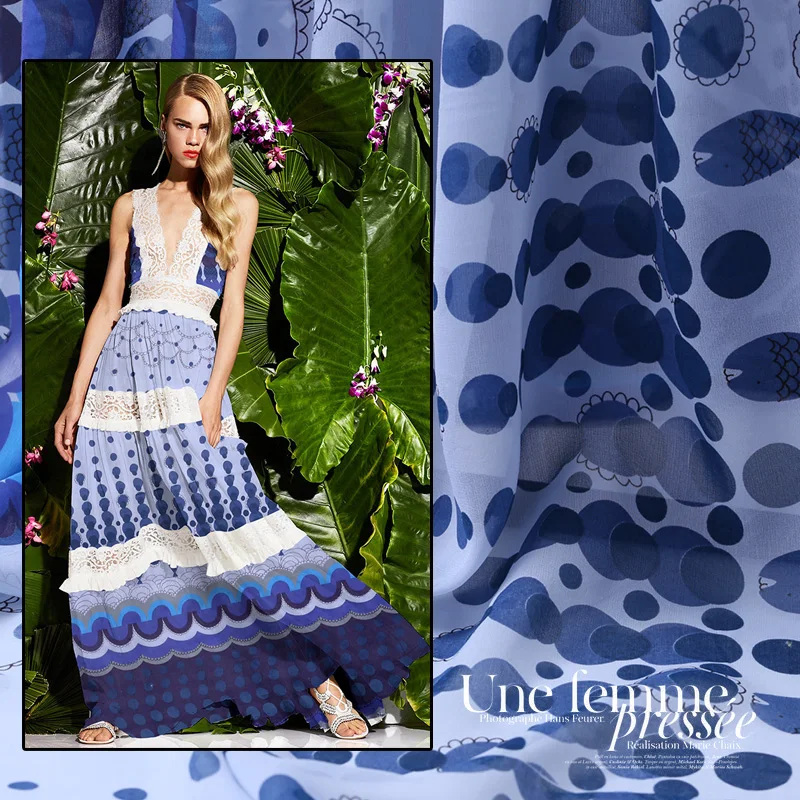 Распродажа 114 см шириной 8Momme шелк брендовый Дизайн жоржет ткань для женского платья цифровая печать Сделай Сам шитье