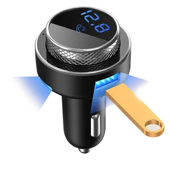 

Bluetooth 5.0 Receiver FM Transmitter Modulator Hands Free Car Kit 2 USB Charger Music Radio TF U Disk MP3 Player with 32G U Dis