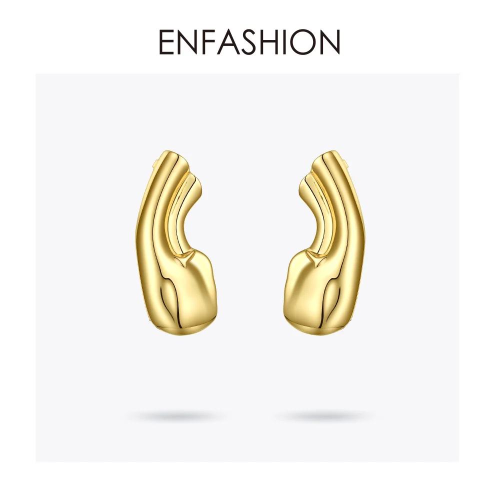 ENFASHION Punk Earlobe Ear Cuff Clip On Earrings For Women Gold Color Auricle Earings Without Piercing Fashion Jewelry E191121