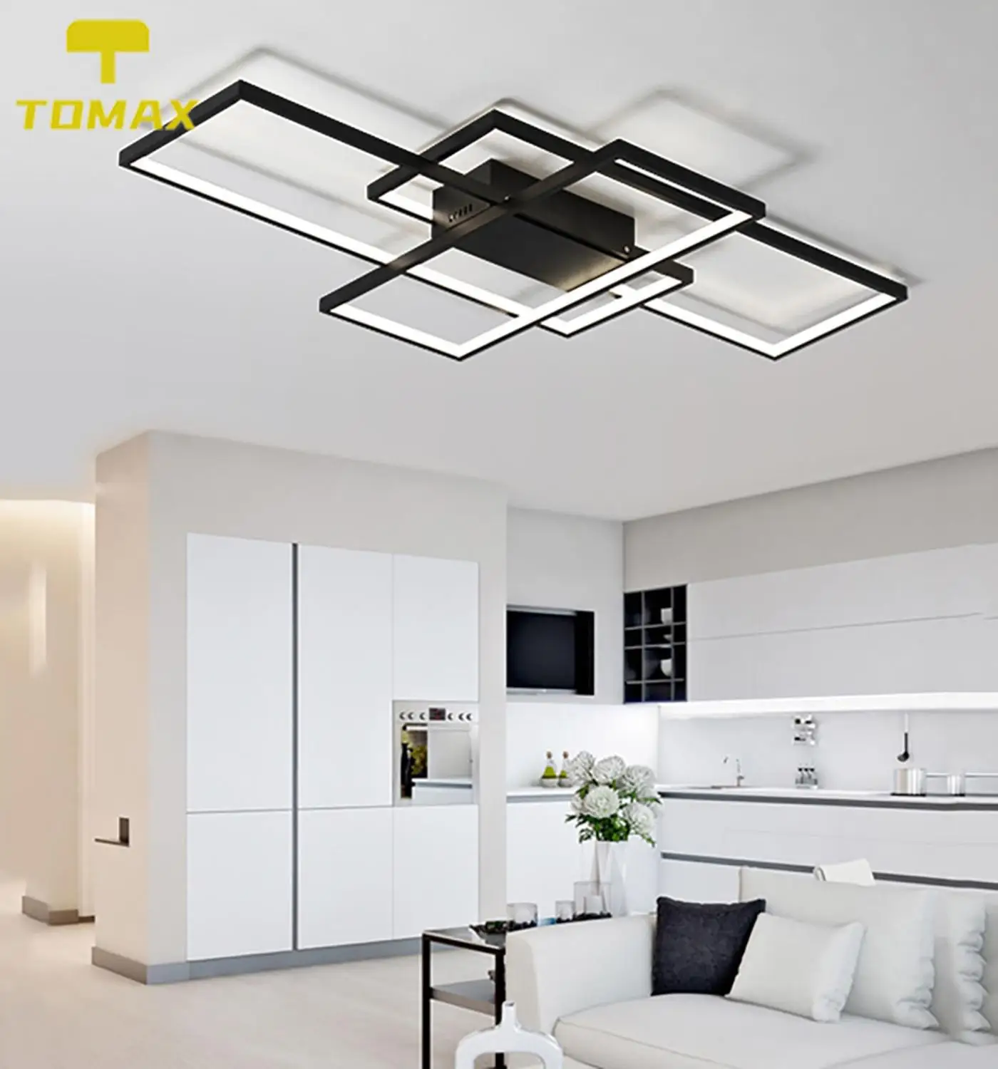 

[Remote Control] 3 Light colors Changeable and Brightness Dimmable Rectangle Aluminum Modern Led ceiling Lights for Living Room