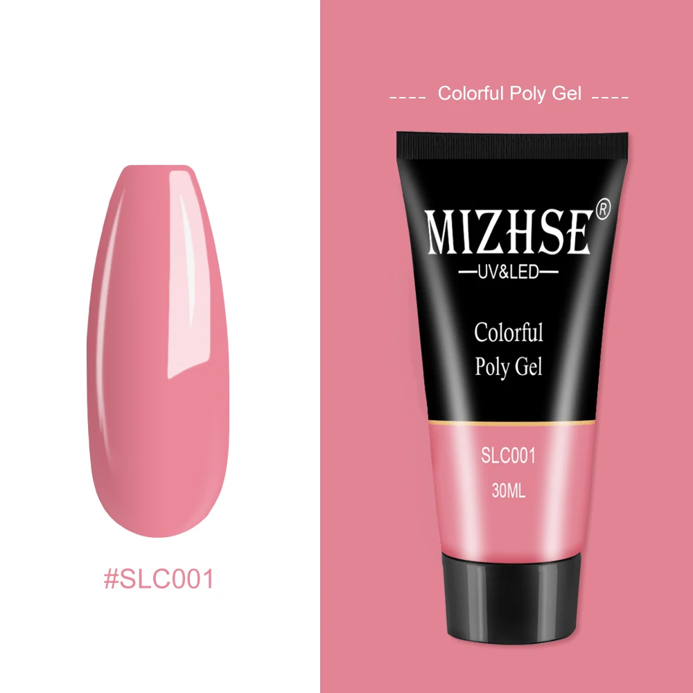MIZHSE, 12 цветов, 30 мл/15 мл, полигелевый гель для ногтей, красный, синий, желтый, полигелевый гель для ногтей, Mtte Top Soak Off, УФ, твердый, быстрый, строительный гель - Цвет: SLC001-30G