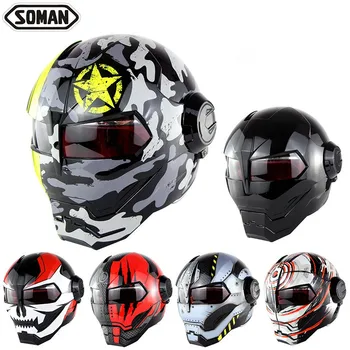 

Full Face Iron man robot design Soman SM515 Retro Vintage Motorcycle Helmet casco para moto Dot Approved