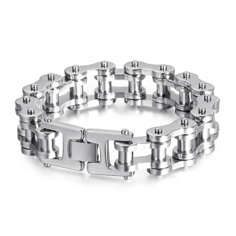 Heavy Punk Rock Rainbow Blue Chain Bracelet in Titanium Steel
