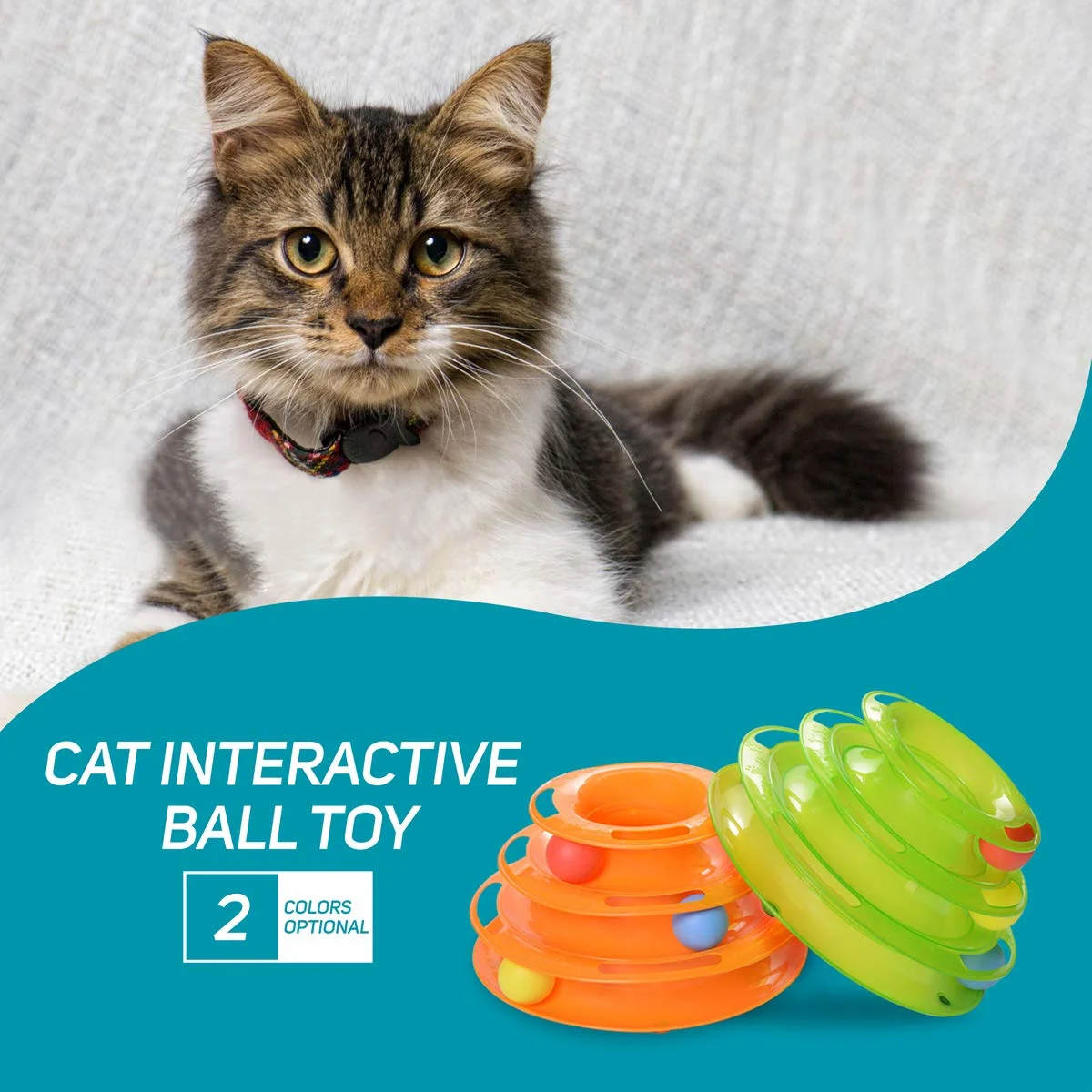 Cat Tower Tracks Roller Toy Interactive Circle Tracking with Moving Ball Pet Puzzle Inelligence Train Product for Kitten | Дом и сад