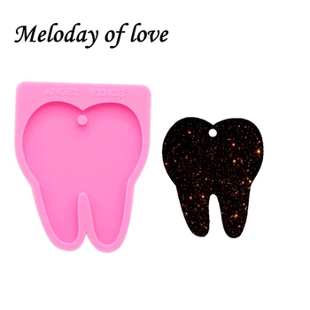 

keychains moulds Shiny Tooth shape molds for keychain DIY model resin keyring decoration jewelry silicone custom mold DY0159