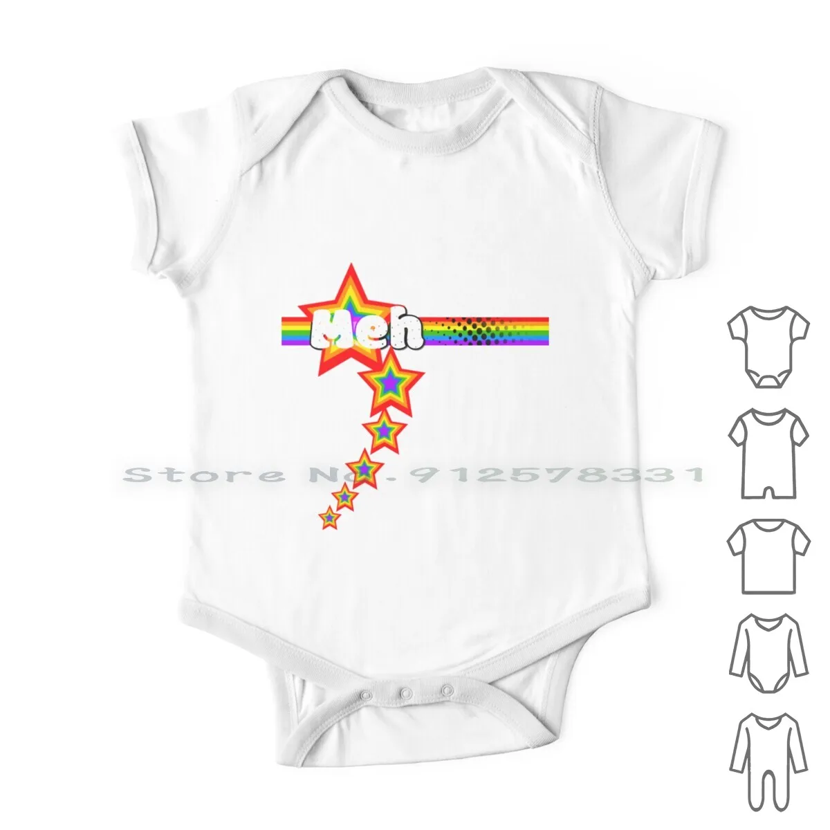 

Sarcastic Fantastic Rainbow Stars " Meh " Newborn Baby Clothes Rompers Cotton Jumpsuits Rainbow Sarcastic Funny Cute Colorful