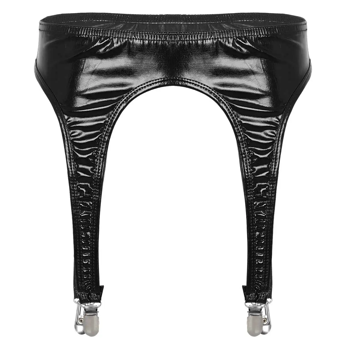 thumbnail image 1 of Liguero para mujer, lencería gótica, metálico brillante, tirantes de cintura alta para medias altas hasta el muslo, traje de baile en barra para fiesta Rave, 1 of 5